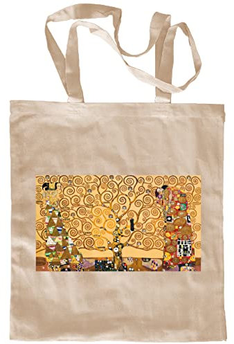 My Custom Style Borsa Shopper Cotone #Arte-Albero della Vita, Klimt# Beige 220gr.