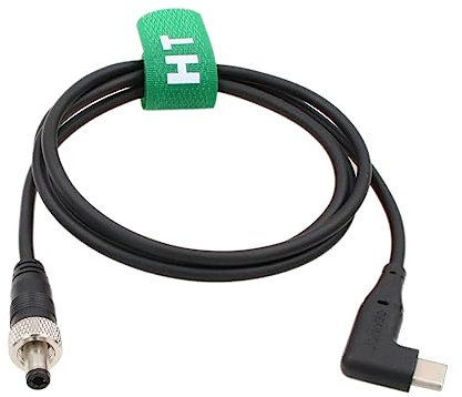 HangTon Câble d'alimentation 12 V PD QC pour Atomos Ninja V, SmallHD 702 Touch, appareils vidéo PIX-E7 Moniteur USB C vers verrouillage DC à angle droit 30 cm