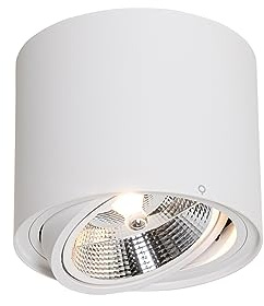 Qazqa Deckenstrahler, Deckenspot - Rondoo Up - Weiß, max. 15W, Geeignet für LED, 15cm, Ideal als Küche lampe und Wohnzimmerlampe