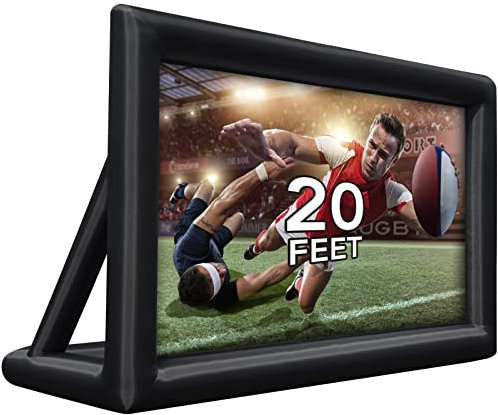 Inflatable Projector Screen, 20FT Portable Blow Up Outside Projector Screen, Front & Rear Projection, with Rope, Air Blower, Ground Nails and Carry Bag, for Theater/Football/Backyard Party