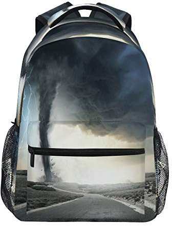 Lsjuee Sac à dos noir Tornado pour l'école, sac à dos pour ordinateur portable résistant à l'eau, sac à dos de voyage décontracté pour filles, garçons, adolescents