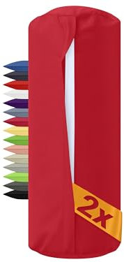 npluseins 2er Pack - Bezug für Nackenrollen 40x15 cm 100% Baumwolle 1600.2330, 40 x 15 cm, rot