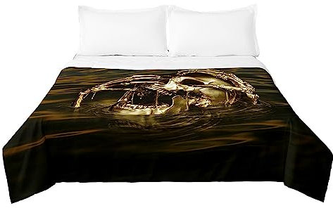 Odot Tagesdecke Bettüberwurf Steppdecke Doppelbett Überwurfdecke Sommerdecke Gesteppte Decke Steppdecke Wohndecke für Schlafzimmer (220x240cm,Totenkopf-Aufdruck E)