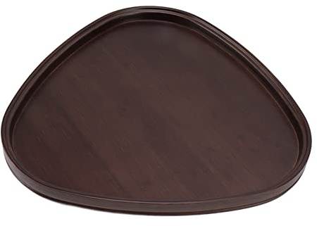 Holz Tablett, 32 x 31 x 2.5cm Serviertablett, Dreieckiges Servierteller, Braune Dreiecke Geschirr Platte Dreieckige Dekoration Obst Platte Trockenfrüchteteller Geschirrplatte für Restaurant Hausbar