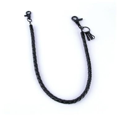 Inovey Biker Uomini PU Pelle Metallo Doppio Link Portafoglio Catene Biker Trucker Punk Jean Portachiavi - nero