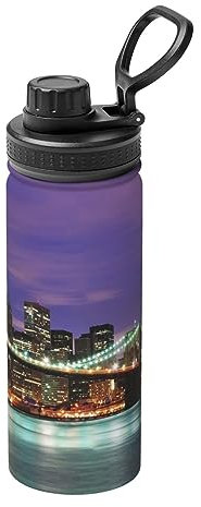 Bouteille d'eau isotherme en acier inoxydable New York Night 532,3 g, tasse portable pour salle de sport, sports de plein air