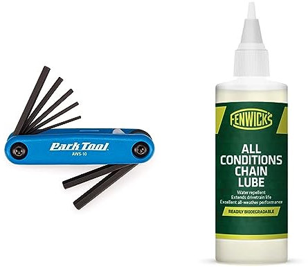Park ToolPark Tool AWS10 Fold-Up Hex Wrench Set 1.5-6 mm,Blue & Fenwicks All Conditions Chain Lube: 100mlFENWICKS