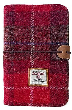 Harris Tweed A6 Notizbuch Binder 6 Ring Planer, Wollstoff, nachfüllbar, A6 Budget Binder, für A6 Nachfüllpapier und A6 Planer-Einsätze, Stiftschlaufe Notebook Journals zum Schreiben, A6 Größe (rot)