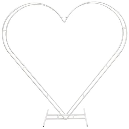 Trimming Shop Dual Heart White Arch Stand 6.8ft x 6.5ft Party Decoration Balloon Arch Metal Frame for Wedding Valentines Baby Shower Bridal Proposal Engagement Birthday Background Décor