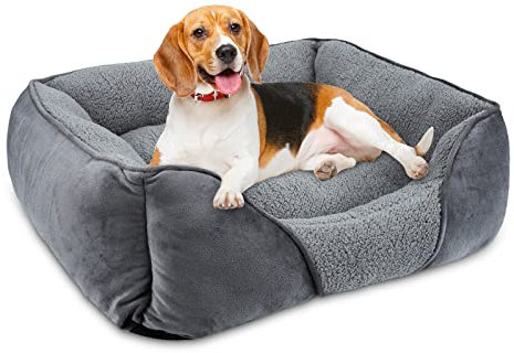 FURTIME Hundebett Kleine Hunde, Hundekorb Waschbar Flauschig, Anti-Angst Hundebetten Weich Bequem, rutschfeste Hundekörbchen für kleine Hunde und Katzen, 51x48x15cm