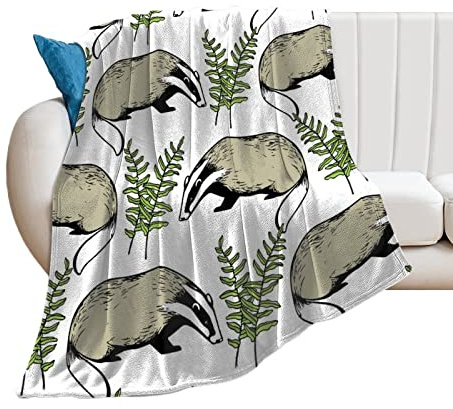 Lovely Badger Funny Flannel Throw Blanket Soft Warm Lightweight Blankets Decoration For Sofa Couch Bedroom