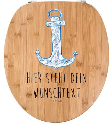 Mr. & Mrs. Panda Personalisierter WC Sitz Motiv Anker Blau - Personalisierte Geschenke, Toilettendeckel, Klodeckel, WC-Deckel, WC-Sitz, Lustige Sprüche, Toilettensitz, Klobrille
