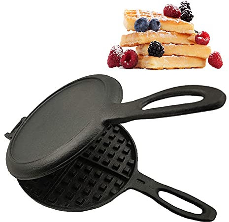 Professional Cast Iron Waffle Maker – Create Perfect Waffles, Sandwiches, and Cakes with This Versatile Grill Pan and Toaster – Durable and Efficient