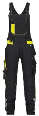DASSY® Ulsan Stretch-Arbeitslatzhose mit Kniepolstertaschen - Größe 58 - SCHWARZ/NEONGELB