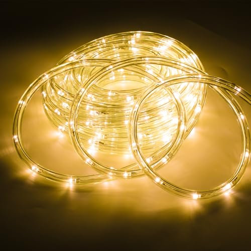 Daromigo LED Schlauch Außen, 10m 240 LEDs, Wasserfest, Warm-Weiß Mit Timer & 8 Modi Lichtschlauch, Für Außen Innen Party Hochzeit Weihnachten Dekolicht