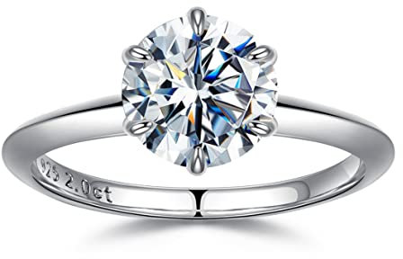 TINGN Verlobungsring Damen - Solitär 925 Sterling Silber Moissainte Ringe Promise Ring Damen Ringe Silber 925 Verlobungsring Geschenk Hochzeit für Frauen Mama Silberringe Eheringe Ringe Frauen