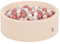 KiddyMoon Piscine À Balles pour Bébé Rond 90X30cm/200 Balles 7Cm Fosses À Boules Jouet Enfant, Beige: Beige Pastel/Saumon/Blanc