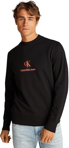Calvin Klein Uomo Felpa Shadow Logo Crew Neck Regular Fit, Nero (CK Black), S