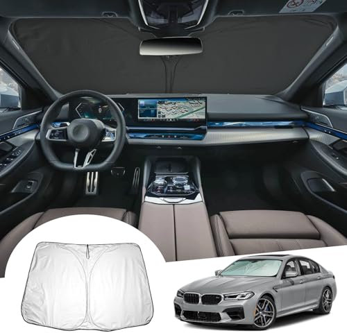 GAFAT Compatible con BMW Serie 5 G30 G31 2017-2023 / Serie 5 F10 F11 2011-2017 Parabrisas Interior, Serie 5 Protección Solar, Parasol, Enfriamiento, Protección UV, Serie 5 Accesorios