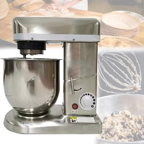 Quixnova Batteur sur Socle électrique de Cuisine 500 W, mélangeur à gâteau à tête inclinable à 3 Vitesses avec Bol à mélanger en Acier Inoxydable de 7 L/10 L, Crochet pétrisseur, Fouet, Batteur,7L