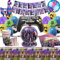 Fortnit Cumpleaños Decoracion, 55 Piezas Vajilla Fortnit Cumpleaños, Videojuegos Decoracion Cumpleaños, Fortnit Globos, Pancartas, Platos, Servilletas, Tazas, Manteles, Gaming Gamer Cumpleaños Set