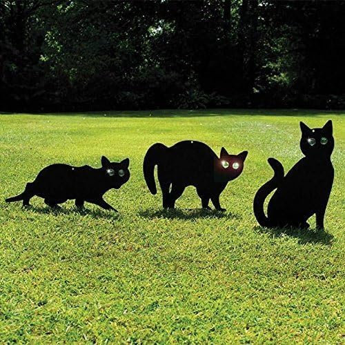 HHH HUNTING 3pc Black Cat Scarers For Gardens Powder Coated Steel Figures For Cat Deterrent And Bird Deterrent Products Freestanding Cat Scarer And Bird Scarers For Gardens Pigeon Magpie Seagull