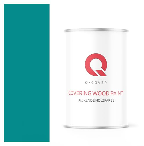 Q-COVER DECKENDE HOLZFARBE 1L HALBMATT Türkisblau RAL 5018 RAL DECKFARBE HOLZLACK DECKLACK WETTERSCHUTZFARBE ALLE HOLZARTE OSB-PLATTEN INNEN AUßEN ca. 80-150 ml / m2