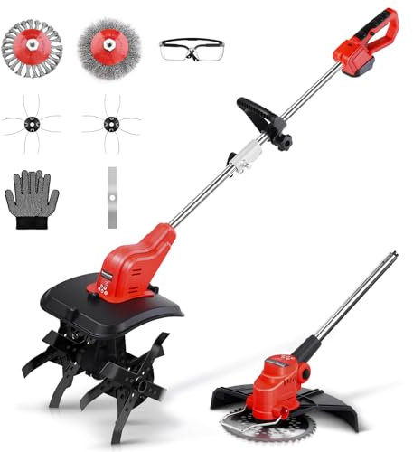 2-IN-1 Gartenfräse Kompatibel Mit Makita Akku 18V, Wohnmobil Elektisch, Bodenhacke & Rasentrimmer Set, Gartenfräse 980W, Bodenhacke Ackerfräse Kultivator, Elektro Hack, Motorhacken (ohne Akku)