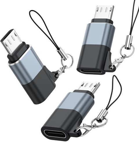 Micro USB to USB C Adapter 3 Pack Type C Female to Micro B Male Converter QC 3.0 Data Transfer Compatible with PS4 Xbox Game controller Spaker Driving Recorder Huawei Play Galaxy S7 (Siliver-3 Pack)