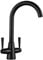 Sistaby Black Kitchen Tap Dual Lever Monobloc Kitchen Mixer Taps 1 Hole Swan Neck Hot Cold Kitchen Sink Mixer Tap Stainless Steel Streamlined Classic Kitchen Faucet 360° Swivel Spout Bar Taps