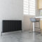 Horizontal Black Double Radiator Oval Tube Brecon Modern Heater - 1200mm (w) x 600mm (h) - 3998 BTUs