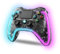 NK Mando para PS4 / PC/Android - Wireless Controller con Dualshock, 6 ejes, 2 botones MACRO, 7 Modos de Luz LED, Panel Táctil, Entrada para Auriculares, Cable de Carga incluido - Negro Transparente
