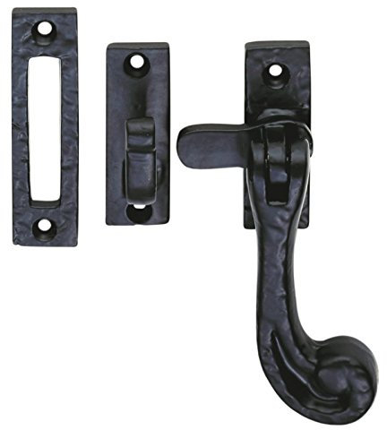 Kooples Hardware Casement Fastener Window Casement Stay Fastener Monkey Tail Swirl Matt Black 60x23mm