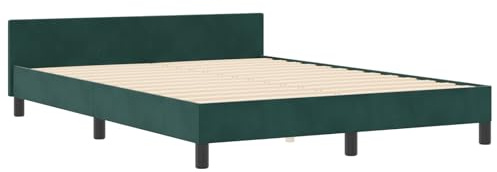 vidaXL Bettgestell mit Kopfteil Dunkelgrün 180 x 200 cm Samt, Modernes Schlafzimmer, Samt Bettgestell, stylisches Schlafen, minimalistisches Design, entspannende Möbel