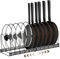 CROWNSHOP Pans Organiser Rack Expandable Pots and Pans Holder with Adjustable Compartment for Kitchen Storage Organisation