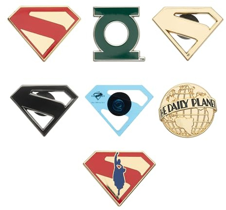 Superman Movie Logo Blind Box Pin - Individual DC Collectible Enamel Pins | Officially licensed enamel pin with polished metal finish, mystery design in each box, pin to jackets and bags or trade