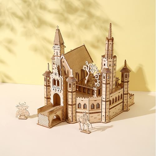 3D Holzbausatz Erwachsene Schloss, 3D Puzzle Holz Erwachsene Architektur Modellbausatz, DIY Miniatur Haus Bausatz Holz, Home Decor Gift