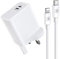 iPhone Fast Charger with Lighting Port and USB C Port, Two-Way Charging Cable USB C with Power Adapter Compatible with iPhone 16/15/14/13/12/11/ S21/ S22/P50/Pad, Type C Charger Adapter