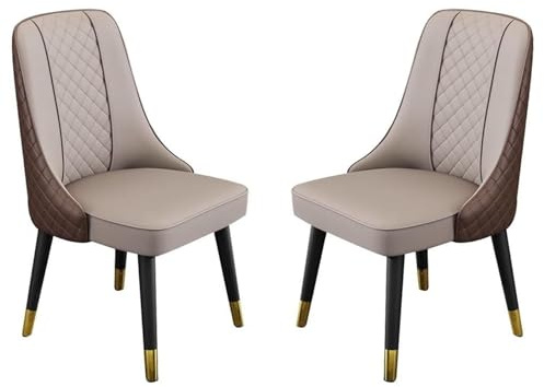 JIESOO Esszimmerstühle 2er-Set Künstliche Mikrofaser-Leder for Küche, Wohnzimmer Lounge Thekenstühle Holzbeine Rückenlehne for Büro, Esszimmer(Gray+Brown)
