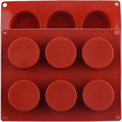 BOYANAN Mould 6 Cavity Round Cylinder Silicone Chocolate Moulds for Muffin Cake,Mousse,Chocolate Covered Oreos Set of 2