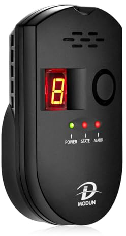 D MODUN Gas Detector, Natural Gas/LPG/City Coal Gas Leak Detector, 3-Pin Plug-in Gas Monitor with Sound Alarm and LED Display, Methane Propane Butane Combustible Gas Alarm for Kitchen RV Garage Hotel