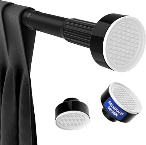 Vista Gardinenstangen Ausziehbar 210–300cm Teleskopstange zum Klemmen 32 mm Durchmesser Schwarze Vorhangstange ohne Bohren Rutschfest und mit Arretierungsfunktion