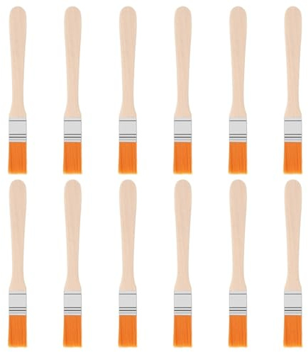 12Pcs Small Paint Brush, 0.5 Inch Width Soft Bristle, Wood Handle Trim Painting Tool for Touch up Walls, Doors, Cabinets, Fences, Furniture