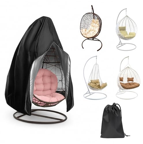 Egg Chair Cover, 210D Egg Chair Covers Waterproof | Hanging Chair Cover with Waterproof Zipper, UV-Anti Garden Swing,Swing Egg Chairs Cover, Includes Storage Bag,190×115cm