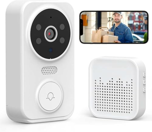 LARNMERN Video Doorbell Wireless, Ring Video Doorbell Smart Security Doorbell Camera with Camera Wireless 2-Way Monitoring Suitable for Outdoor Entrance(White)