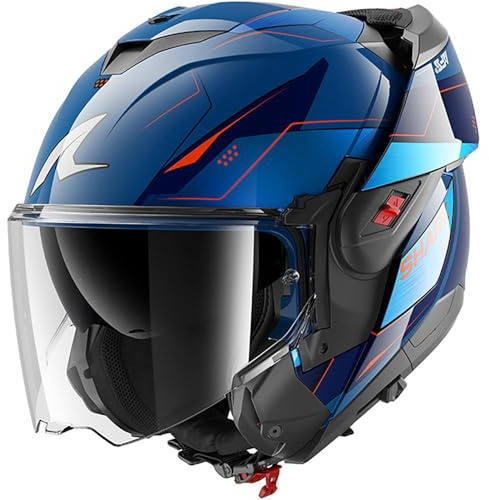 SHARK, Modularer Motorradhelm OXO MEKARIUM Blue Chrome Orange BUO, XL