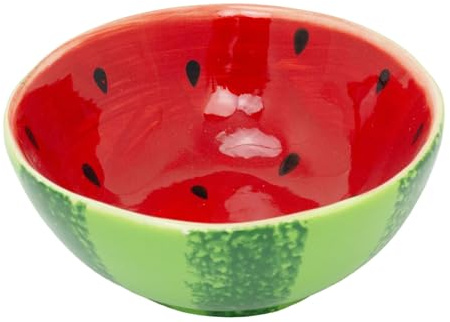 Carousel Home Ceramic Watermelon Bowl, 300ml Fruit Shaped Snack Serving Dish for Desserts Picnic and Summer Dining