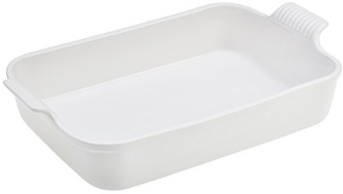 Le Creuset PG0700-2616 Heritage Plato rectangular de cerámica, 25,4 x 17,7 cm, color blanco