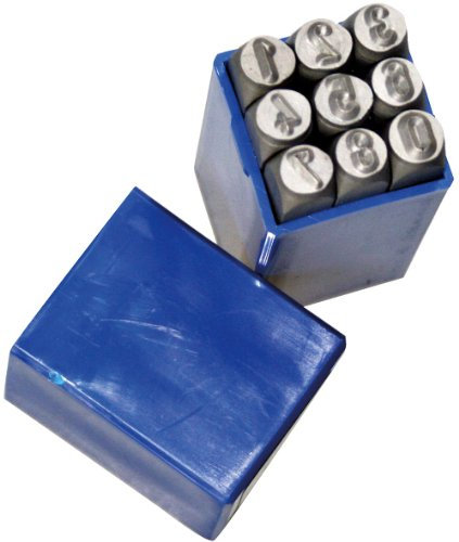 SW-Stahl 08901L Schlagzahlen, 3 mm, 9-teilig I Stahl Gravur Set I 3 mm Zahlen Prägewerkzeug I Metall Stempel Set I Prägewerkzeug Zahlen I Zahlenstempel Metall