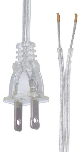 B&P Lamp® Clear Silver Lamp Cord, 10 Foot Long SPT-1 Wire, UL Listed